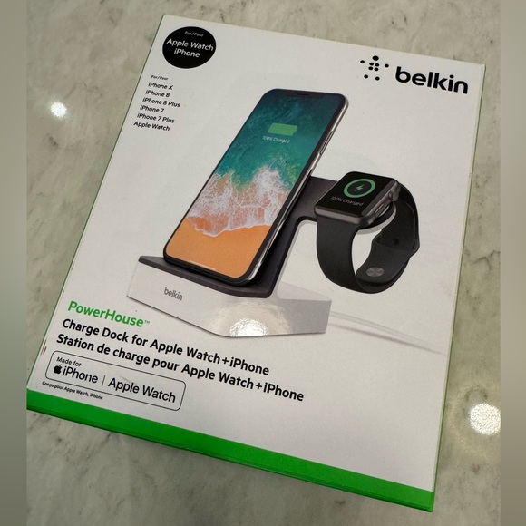 Belkin PowerHouse 2-in-1 iPhone & Apple Watch Charging Dock - White - Picture 2 of 8